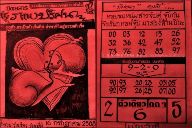 หวยปริศนาปกแดง 16/7/68