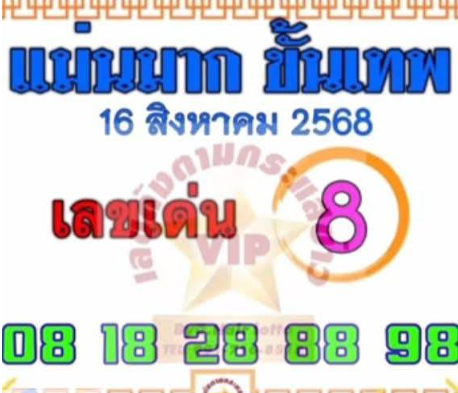 หวยแม่นมากขั้นเทพ 16/8/68