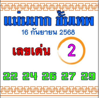 หวยแม่นมากขั้นเทพ 16/9/68 